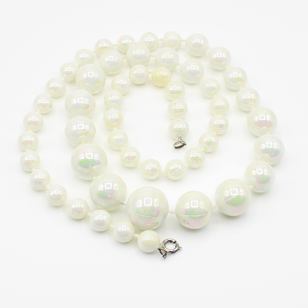 Vintage white rainbow bead necklace